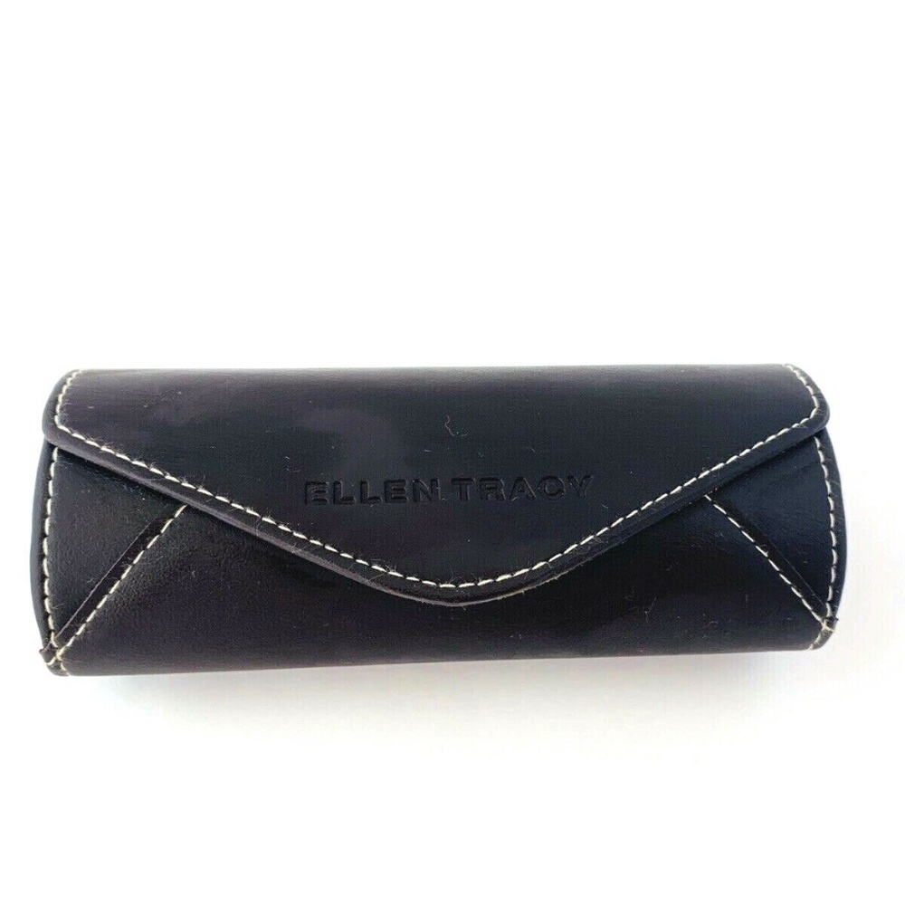 New ELLEN TRACY Case PU Leather Brown Eyeglasses